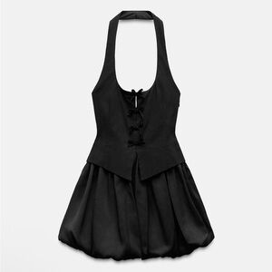 Black Halter Dress with bubble Skirt